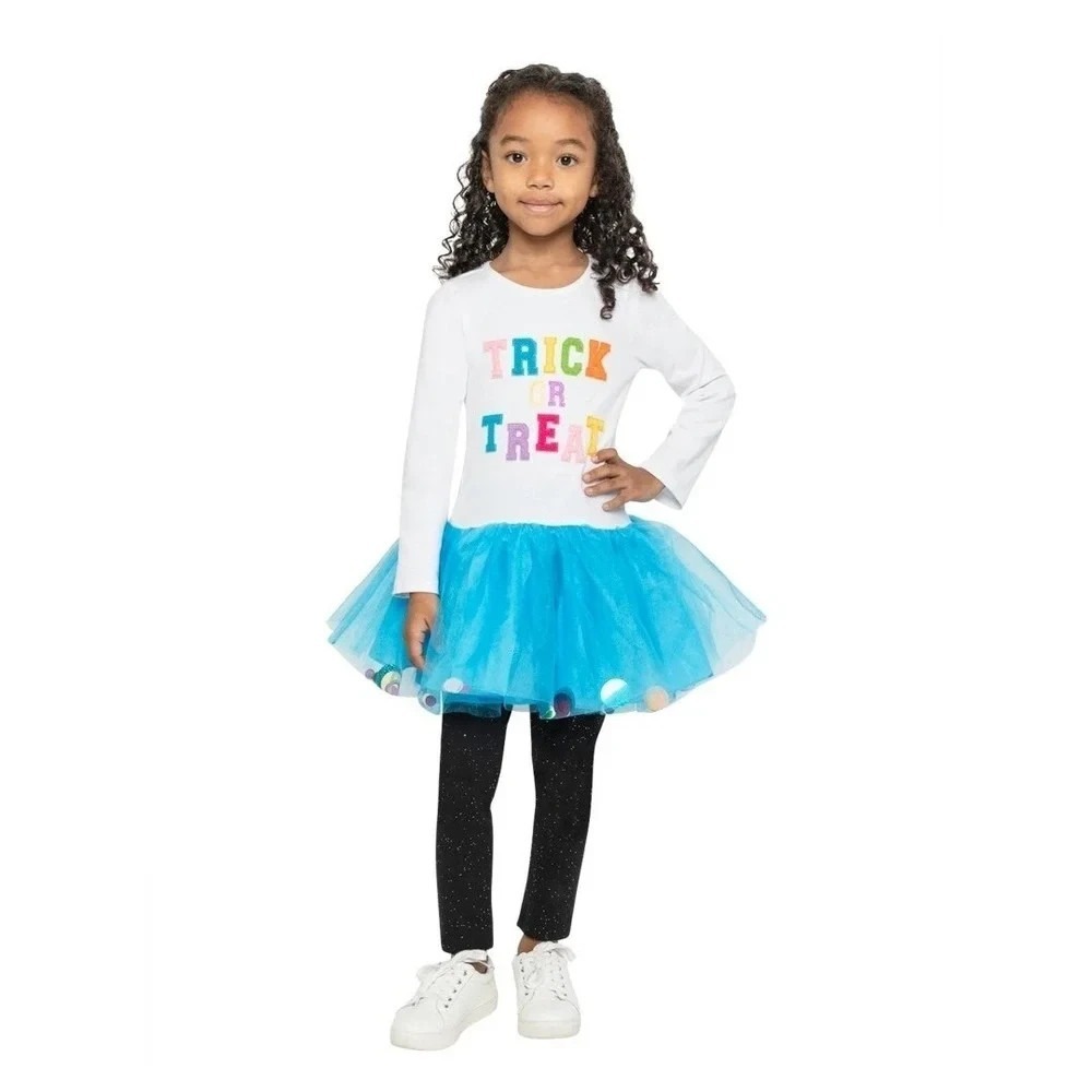 Counting Daisies Girls Halloween Trick or Treat Tutu Set Blue Size M 7/8 NEW